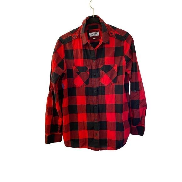 Express women’s buffalo check plaid, longsleeve shirt, size XS - Picture 2 of 4